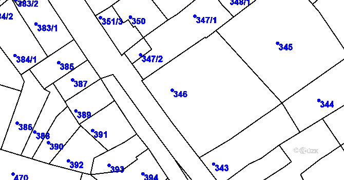 Parcela st. 346 v KÚ Litoměřice, Katastrální mapa