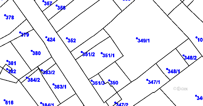 Parcela st. 351/1 v KÚ Litoměřice, Katastrální mapa