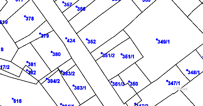 Parcela st. 351/2 v KÚ Litoměřice, Katastrální mapa
