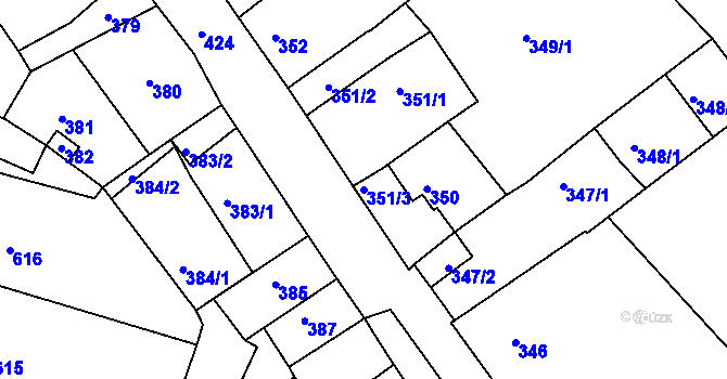 Parcela st. 351/3 v KÚ Litoměřice, Katastrální mapa