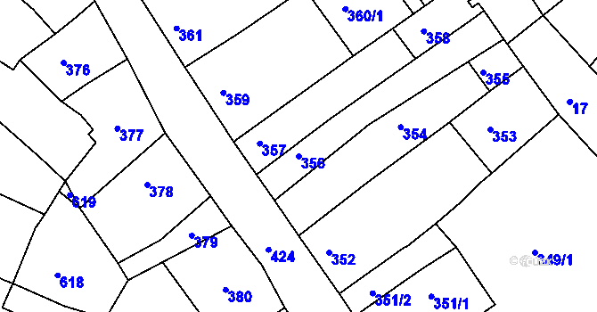 Parcela st. 356 v KÚ Litoměřice, Katastrální mapa