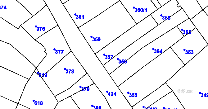 Parcela st. 357 v KÚ Litoměřice, Katastrální mapa
