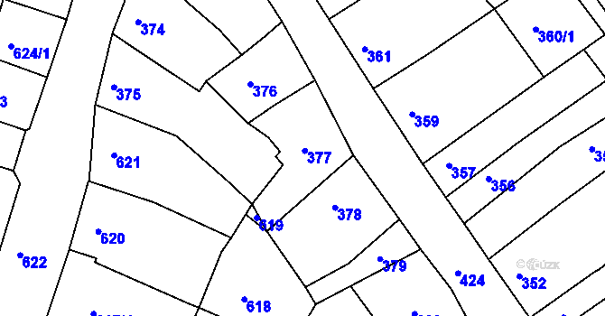 Parcela st. 377 v KÚ Litoměřice, Katastrální mapa