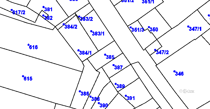 Parcela st. 385 v KÚ Litoměřice, Katastrální mapa