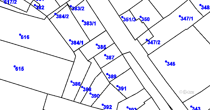 Parcela st. 387 v KÚ Litoměřice, Katastrální mapa