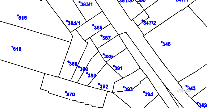 Parcela st. 389 v KÚ Litoměřice, Katastrální mapa