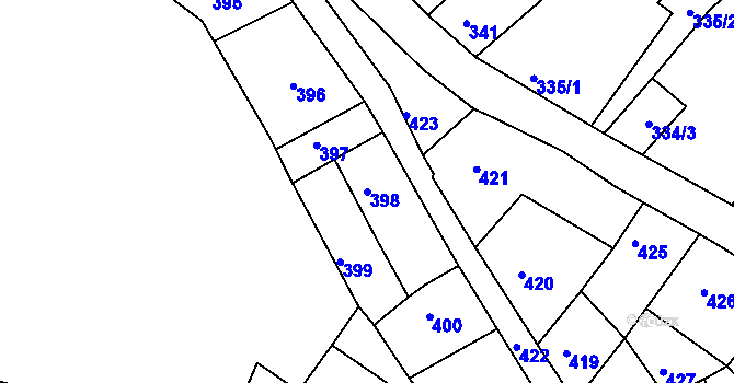 Parcela st. 398 v KÚ Litoměřice, Katastrální mapa