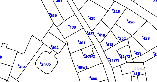 Parcela st. 401 v KÚ Litoměřice, Katastrální mapa