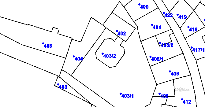 Parcela st. 403/2 v KÚ Litoměřice, Katastrální mapa