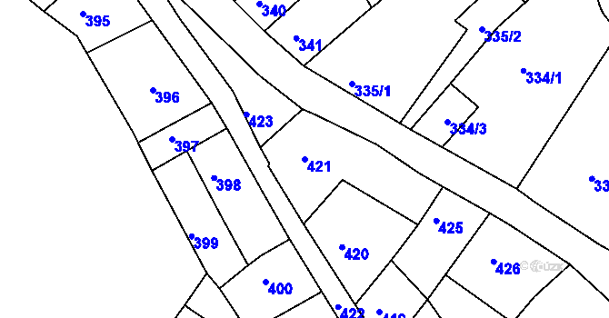 Parcela st. 421 v KÚ Litoměřice, Katastrální mapa