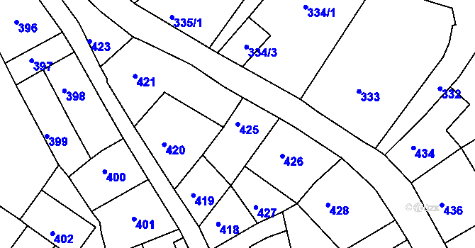 Parcela st. 425 v KÚ Litoměřice, Katastrální mapa