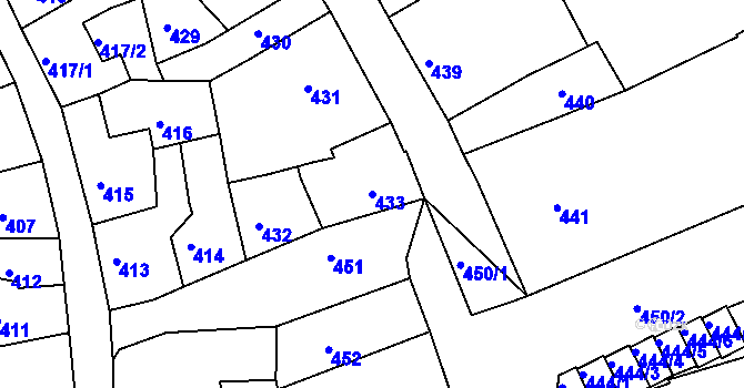 Parcela st. 433 v KÚ Litoměřice, Katastrální mapa