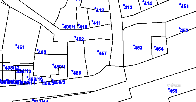 Parcela st. 457 v KÚ Litoměřice, Katastrální mapa