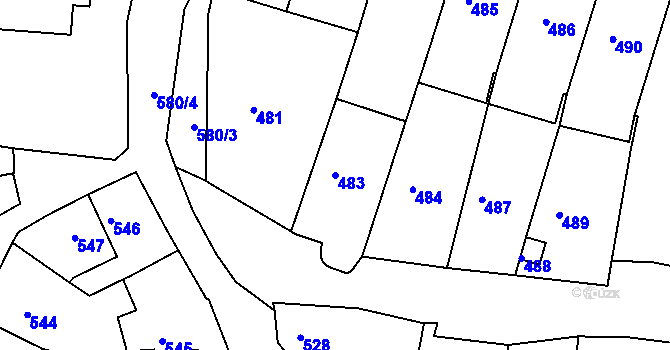Parcela st. 483 v KÚ Litoměřice, Katastrální mapa