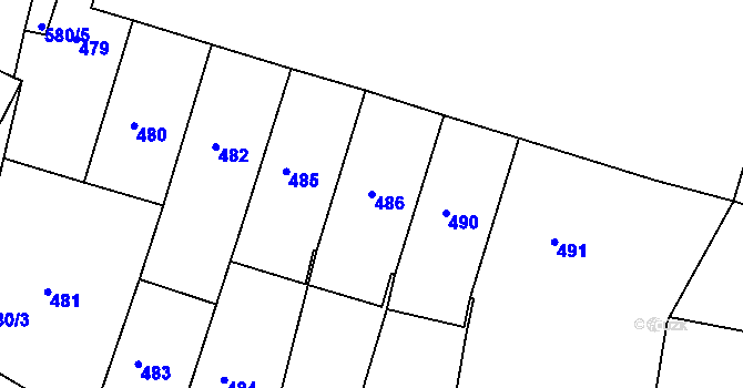 Parcela st. 486 v KÚ Litoměřice, Katastrální mapa