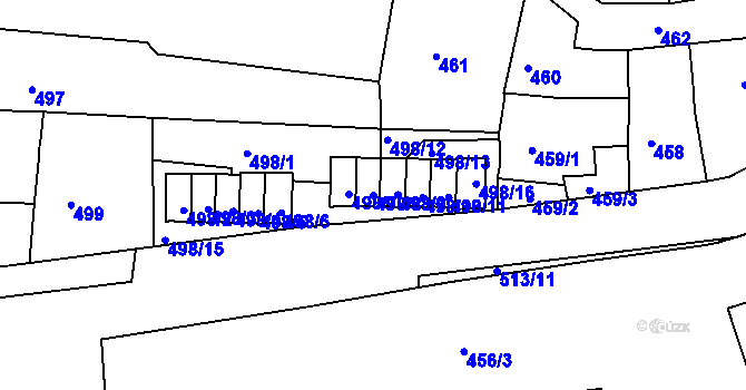 Parcela st. 498/8 v KÚ Litoměřice, Katastrální mapa
