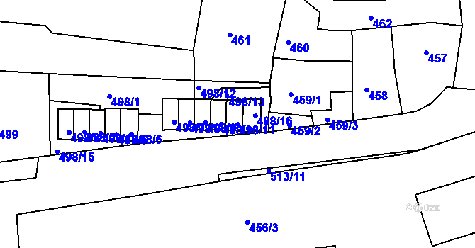 Parcela st. 498/11 v KÚ Litoměřice, Katastrální mapa