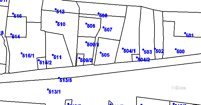 Parcela st. 505 v KÚ Litoměřice, Katastrální mapa