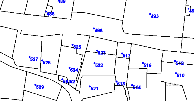 Parcela st. 523 v KÚ Litoměřice, Katastrální mapa