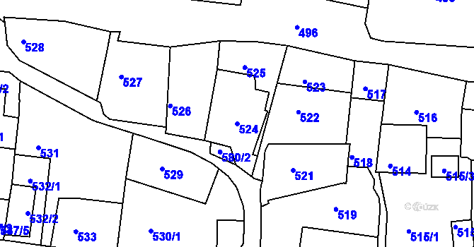 Parcela st. 524 v KÚ Litoměřice, Katastrální mapa