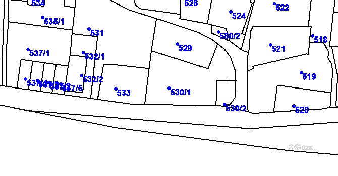 Parcela st. 530/1 v KÚ Litoměřice, Katastrální mapa