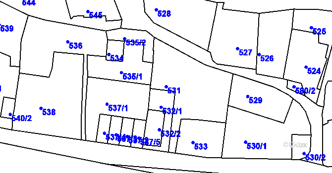Parcela st. 531 v KÚ Litoměřice, Katastrální mapa