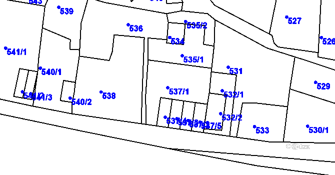 Parcela st. 537/1 v KÚ Litoměřice, Katastrální mapa