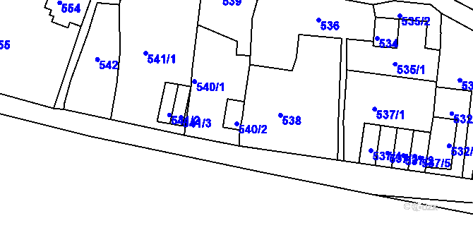Parcela st. 540/2 v KÚ Litoměřice, Katastrální mapa
