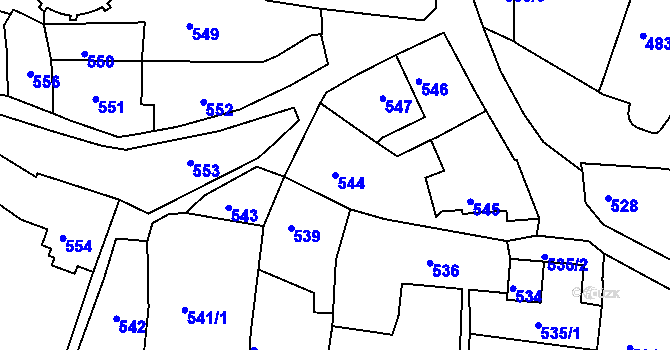Parcela st. 544 v KÚ Litoměřice, Katastrální mapa
