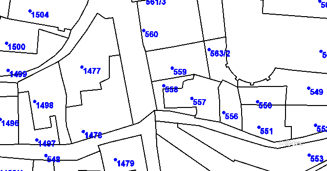 Parcela st. 558 v KÚ Litoměřice, Katastrální mapa