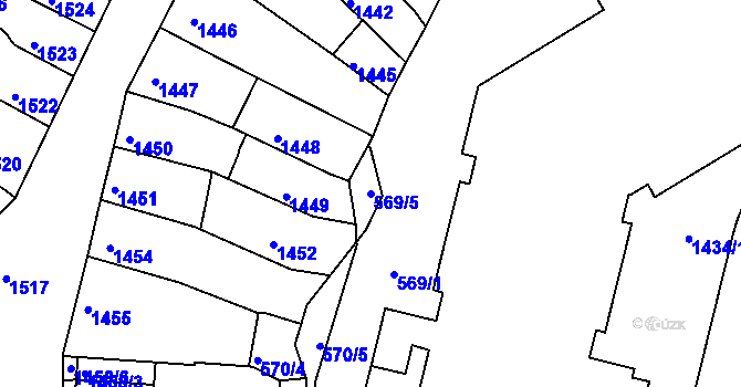 Parcela st. 569/5 v KÚ Litoměřice, Katastrální mapa