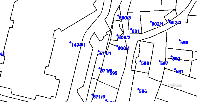 Parcela st. 571/1 v KÚ Litoměřice, Katastrální mapa