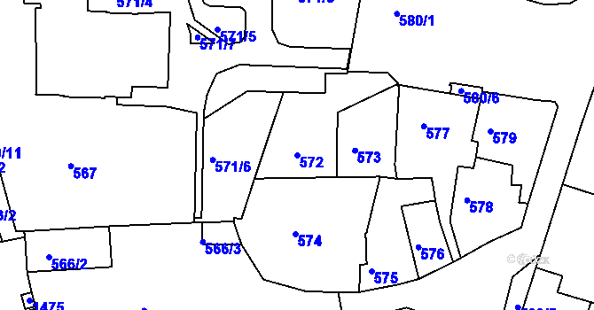 Parcela st. 572 v KÚ Litoměřice, Katastrální mapa