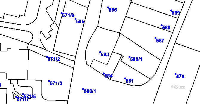 Parcela st. 583 v KÚ Litoměřice, Katastrální mapa