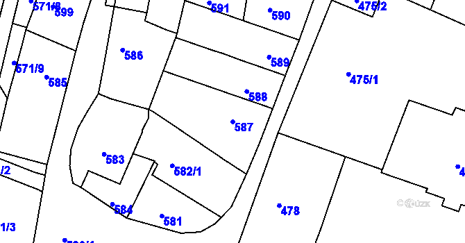 Parcela st. 587 v KÚ Litoměřice, Katastrální mapa