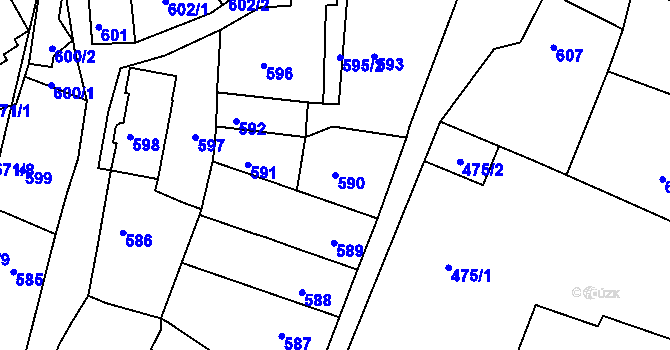 Parcela st. 590 v KÚ Litoměřice, Katastrální mapa