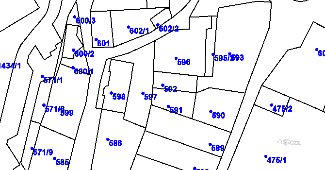 Parcela st. 592 v KÚ Litoměřice, Katastrální mapa