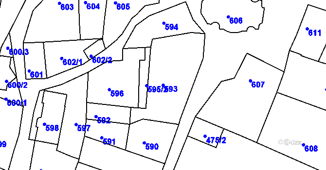 Parcela st. 593 v KÚ Litoměřice, Katastrální mapa