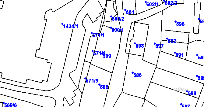 Parcela st. 599 v KÚ Litoměřice, Katastrální mapa