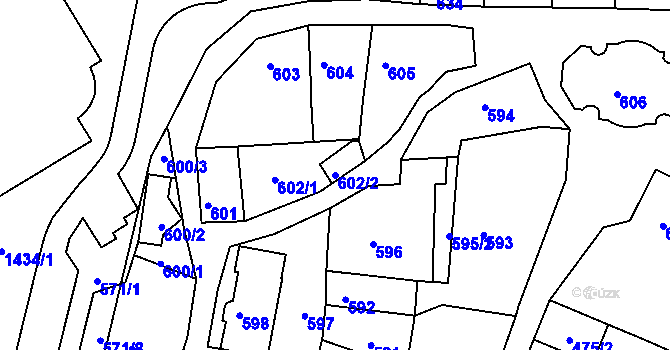 Parcela st. 602/2 v KÚ Litoměřice, Katastrální mapa