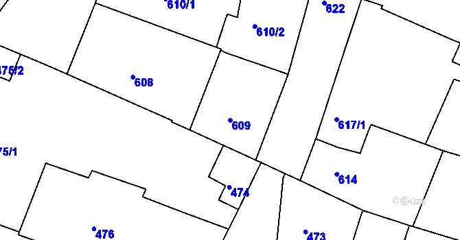 Parcela st. 609 v KÚ Litoměřice, Katastrální mapa