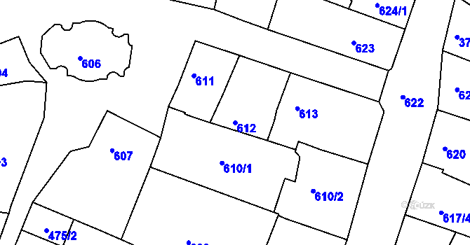 Parcela st. 612 v KÚ Litoměřice, Katastrální mapa
