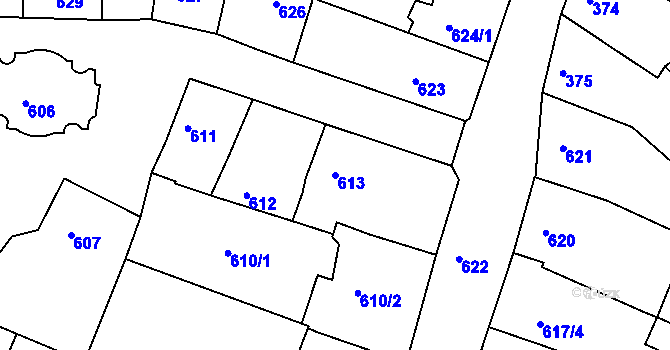 Parcela st. 613 v KÚ Litoměřice, Katastrální mapa