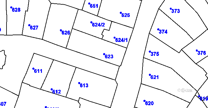 Parcela st. 623 v KÚ Litoměřice, Katastrální mapa