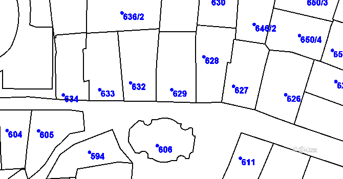 Parcela st. 629 v KÚ Litoměřice, Katastrální mapa