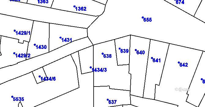 Parcela st. 638 v KÚ Litoměřice, Katastrální mapa