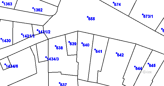 Parcela st. 640 v KÚ Litoměřice, Katastrální mapa