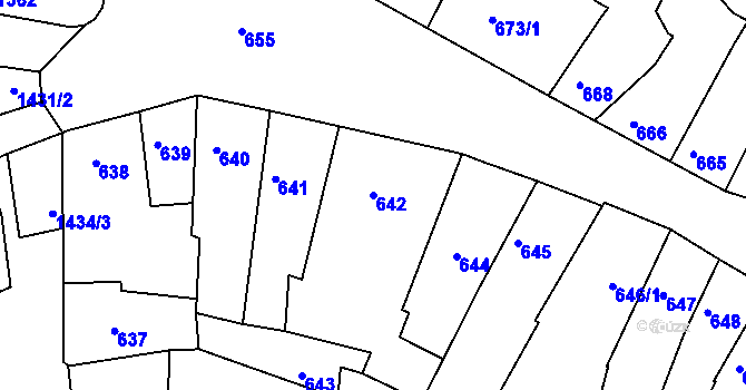 Parcela st. 642 v KÚ Litoměřice, Katastrální mapa