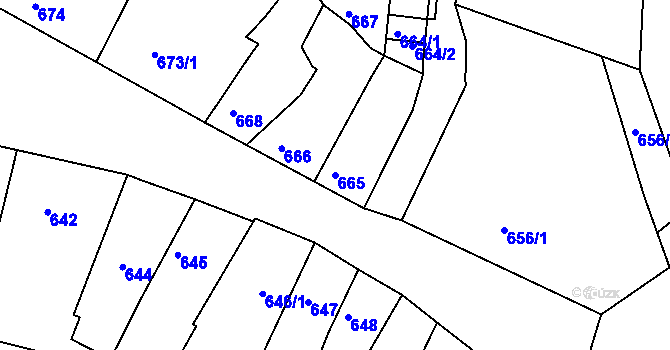 Parcela st. 665 v KÚ Litoměřice, Katastrální mapa