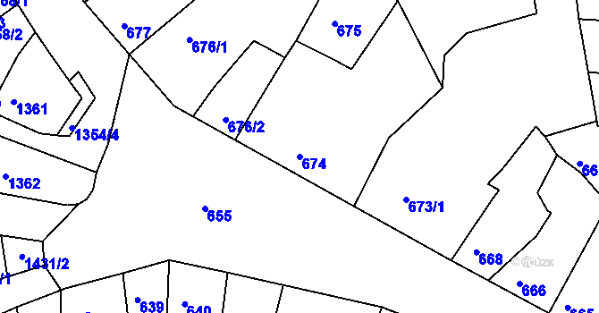 Parcela st. 674 v KÚ Litoměřice, Katastrální mapa